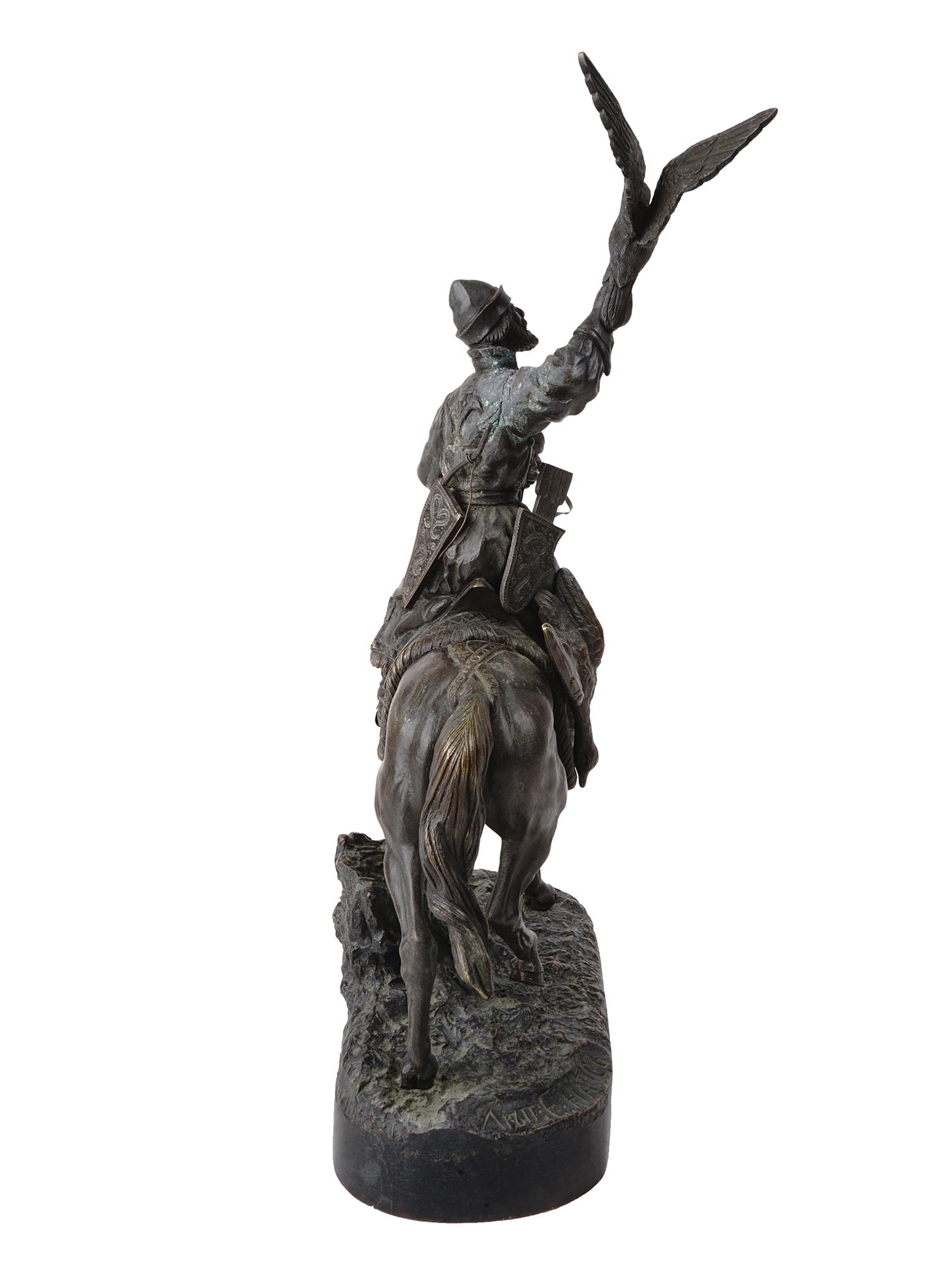 RUSSIAN BRONZE HUNTER WITH FALCON BY EVGENY NAPS PIC-3